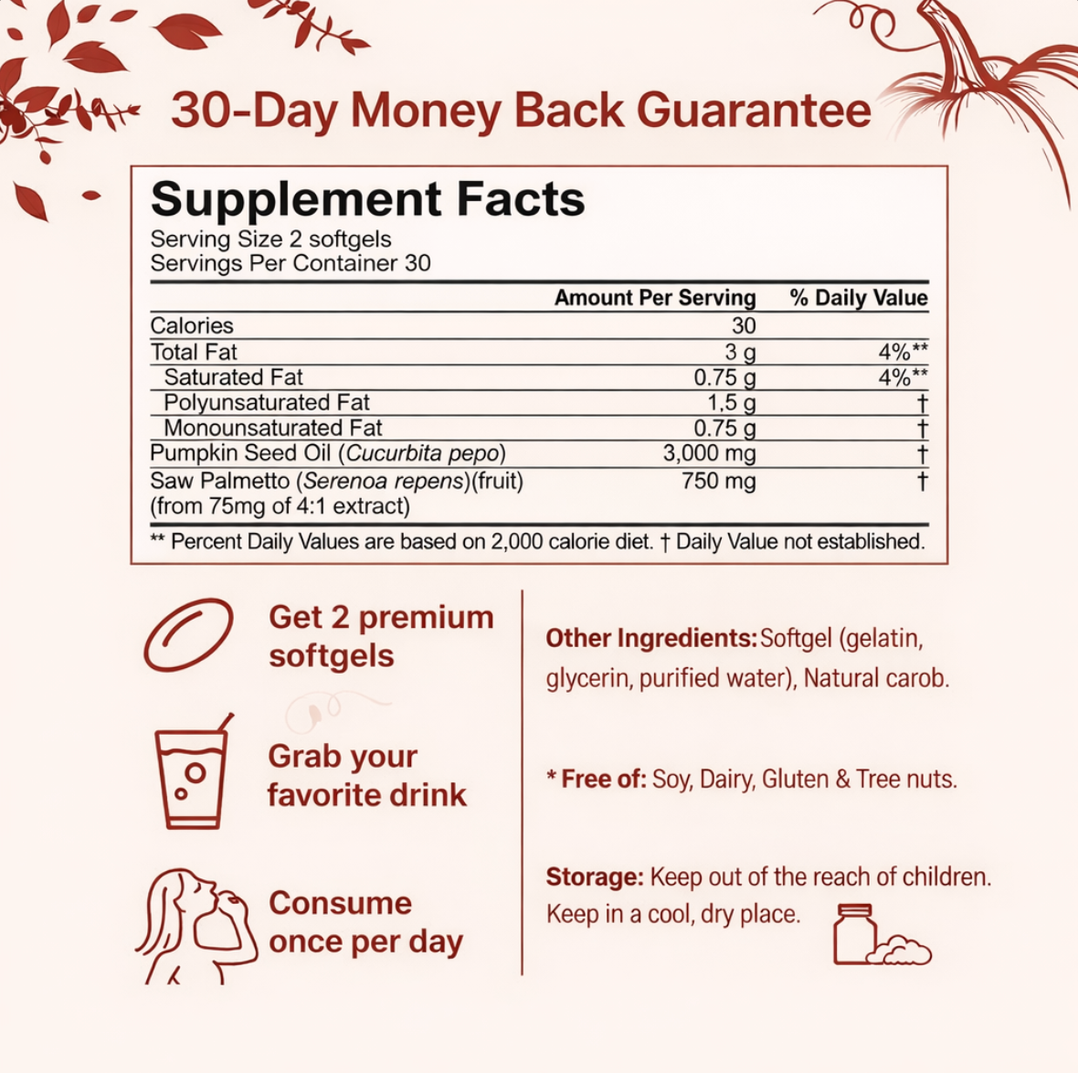 Poxmar™ Pumpkin Seed Oil 180 Soft Capsules