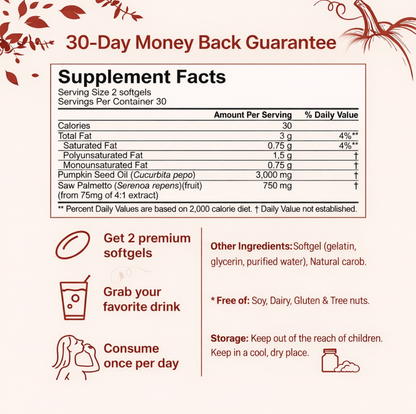 Poxmar™ Pumpkin Seed Oil 180 Soft Capsules