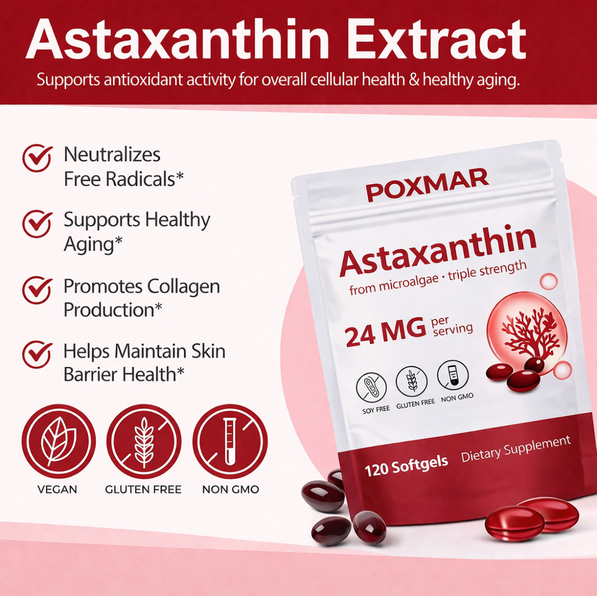 Poxmar™ Astaxanthin – Total Body Antioxidant Support