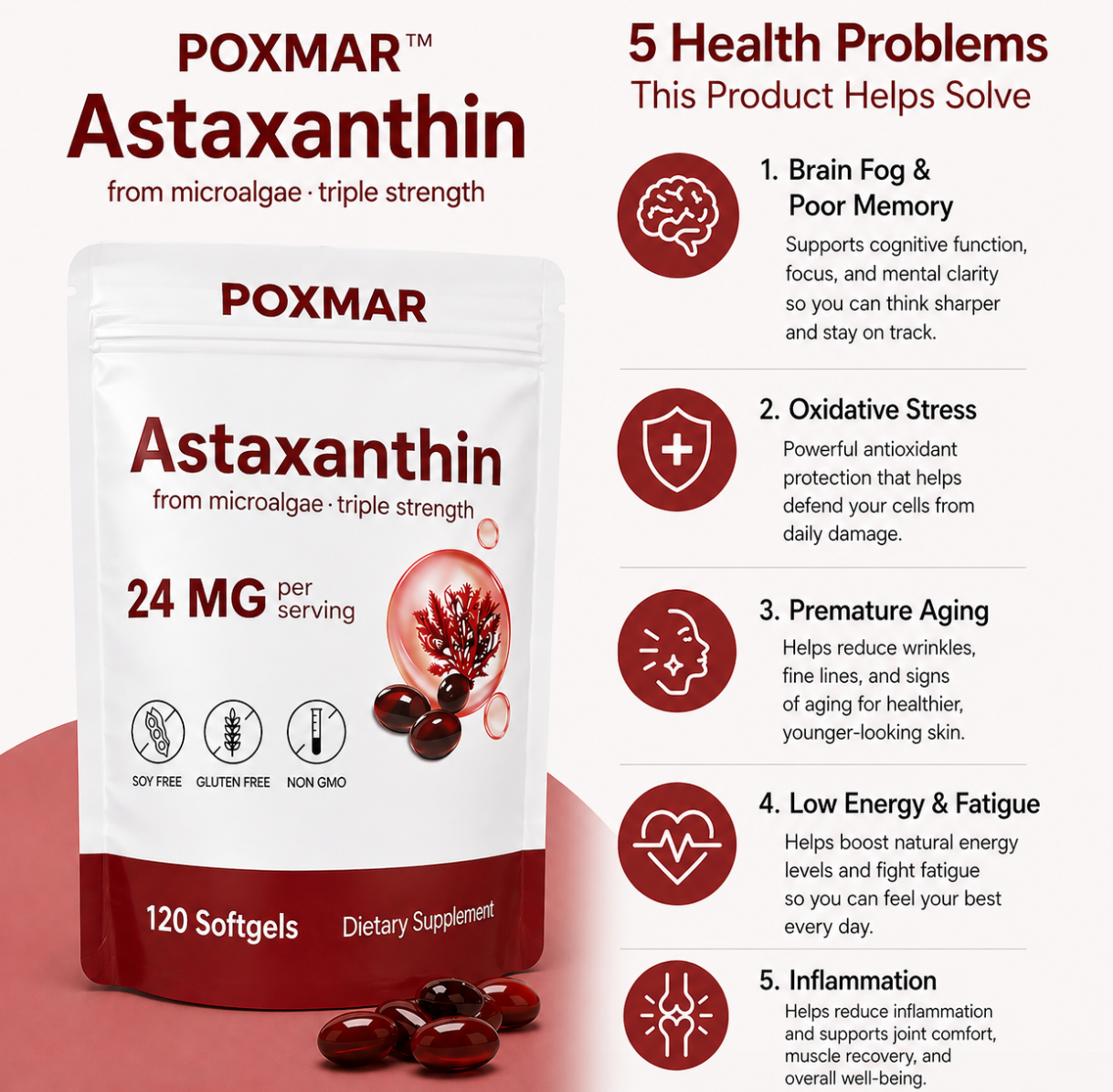 Poxmar™ Astaxanthin – Total Body Antioxidant Support